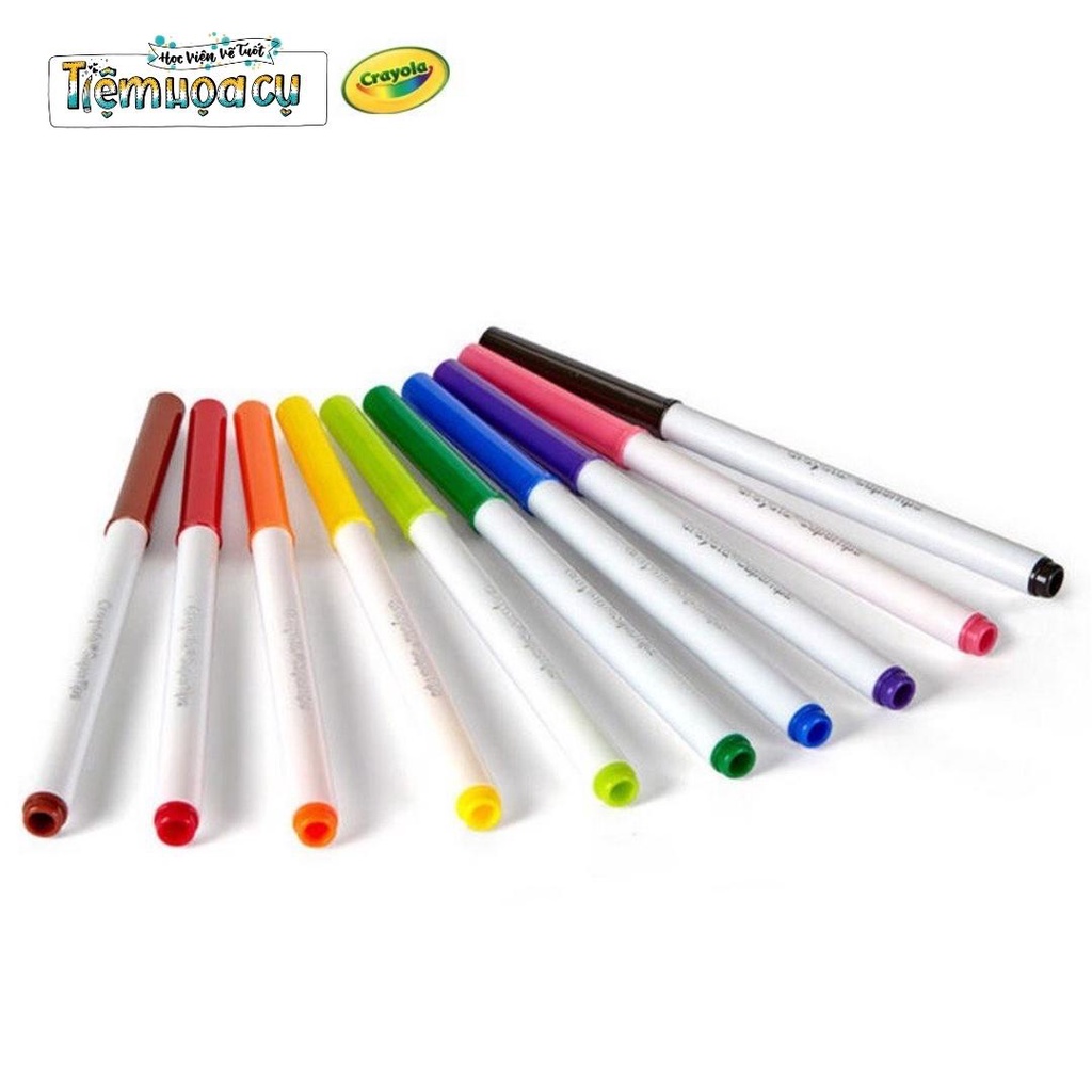 Bộ 10 Màu Bút lông màu Crayola Supertips 10 - Viết Vẽ Nét Thanh Nét Đậm