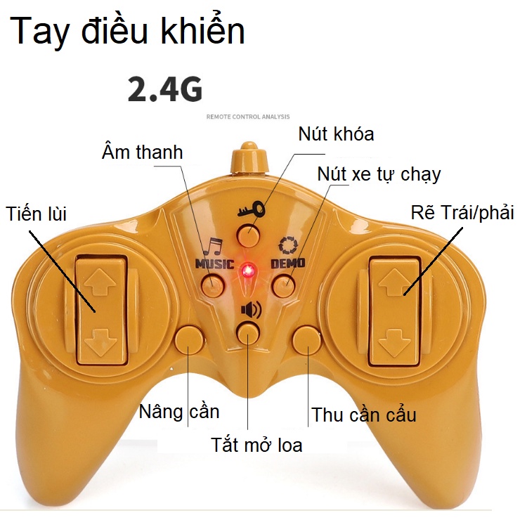 Mô hình xe ô tô điều khiển điều khiển từ xa có cần cẩu móc hàng xe sử dụng pin sạc có âm thanh và đèn