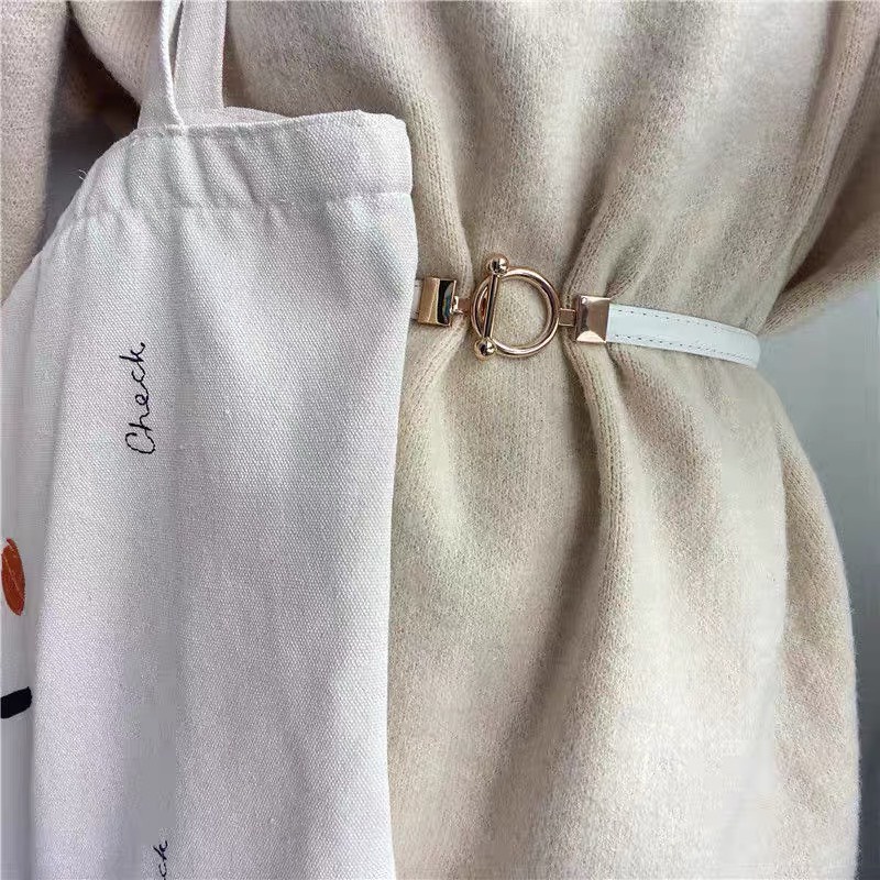 Thắt lưng khóa tròn vintage dành cho nữ có thể điều chỉnh độ rộng