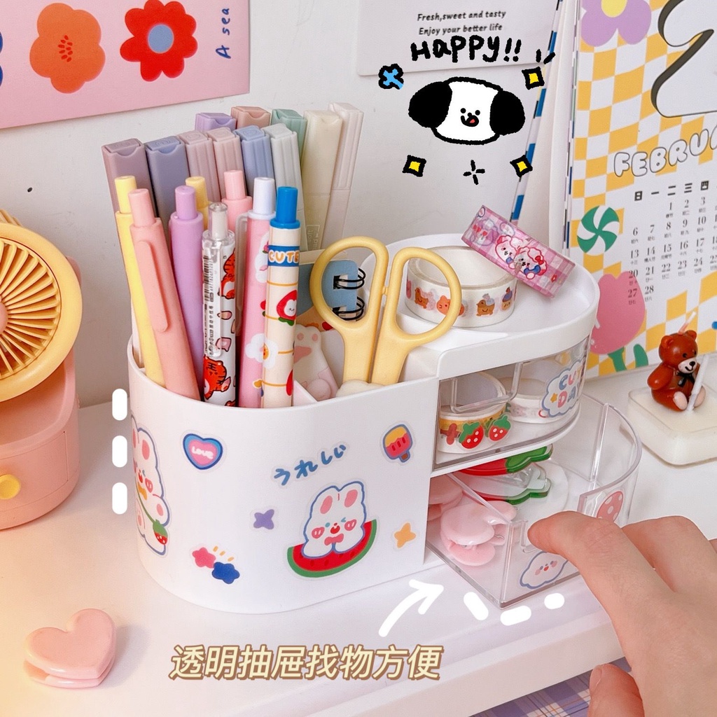 Hộp đựng bút đồ dùng học tập mini trang trí bàn học/ bàn làm việc