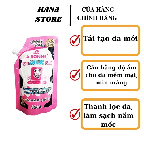 Muối Tắm Sữa Bò Tẩy Tế Bào Chết A Bonne Spa Milk Salt Thái Lan Toàn Thân 350gr Có Vòi Mỹ Phẩm Hana