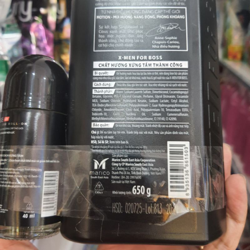 Dầu gội nước hoa Xmen for Boss Luxury 650g tặng chai lăn khử mùi For Boss