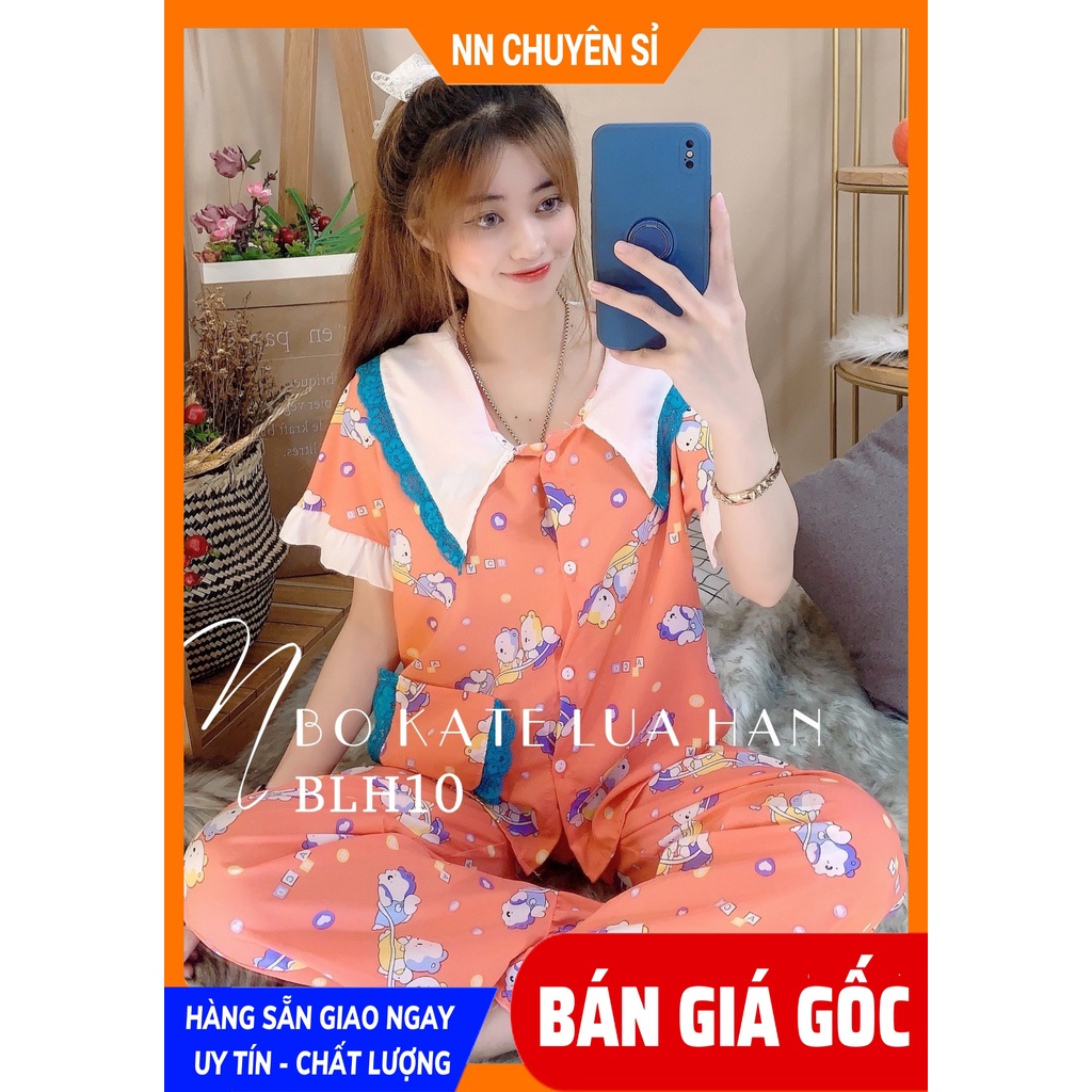 Đồ bộ nữ Đồ bộ mặc nhà Vải Kate lụa Hàn quốc mềm mịn mát in họa tiết hoạt hình dễ thương BLH lụa hàn tổng hợp