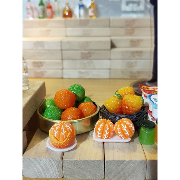 Trái cây mini trang trí nhà búp bê - Trái quýt - charm - resin