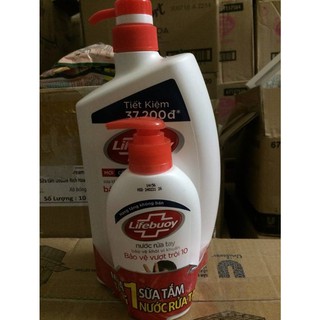  Sữa tắm kháng khuẩn Lifebuoy 850g tặng nước rửa tay 