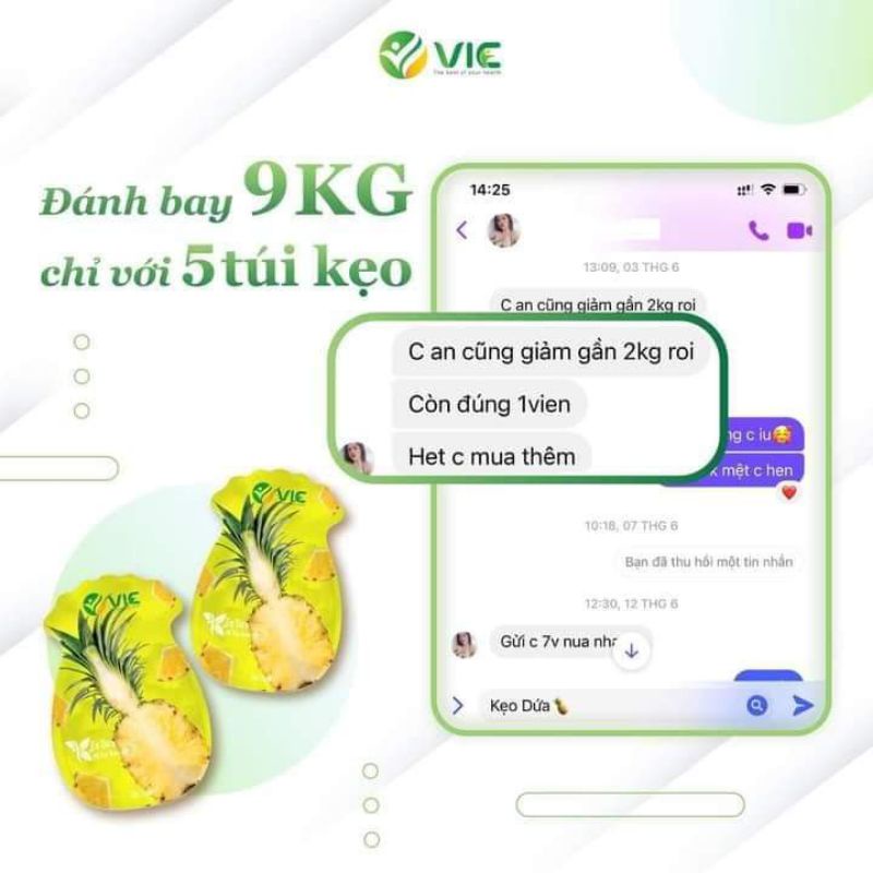 Tách lẻ 1 viên kẹo dứa giảm cân