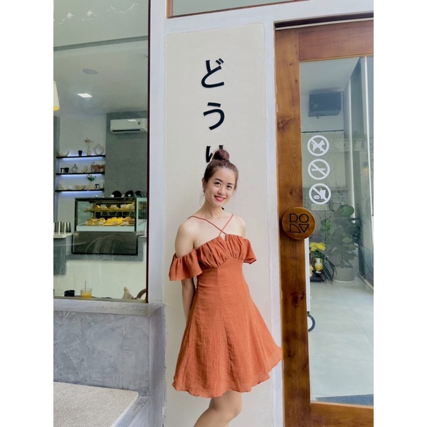 Đầm H20 (Có Bigsize) xoè cổ chéo, phù hợp đi chơi,đi  tiệc, dạo phố