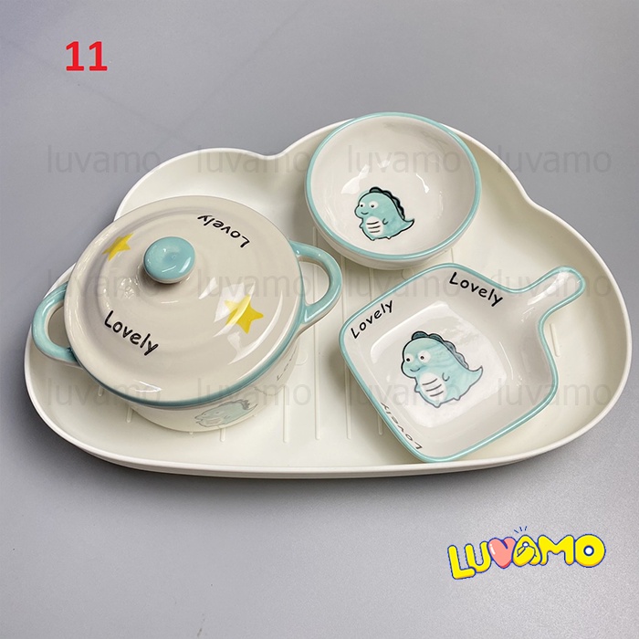 [Tặng thìa báo nóng] Combo bộ bát ăn dặm cho bé