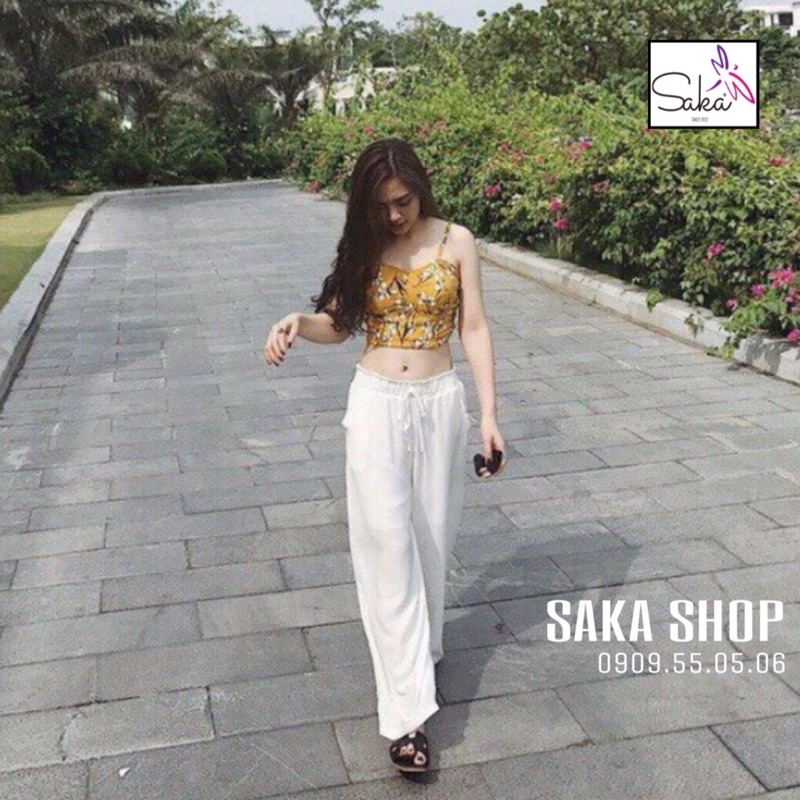 Quần nữ suông dài vải đũi nơ lưng thun nhiều màu nhiều size