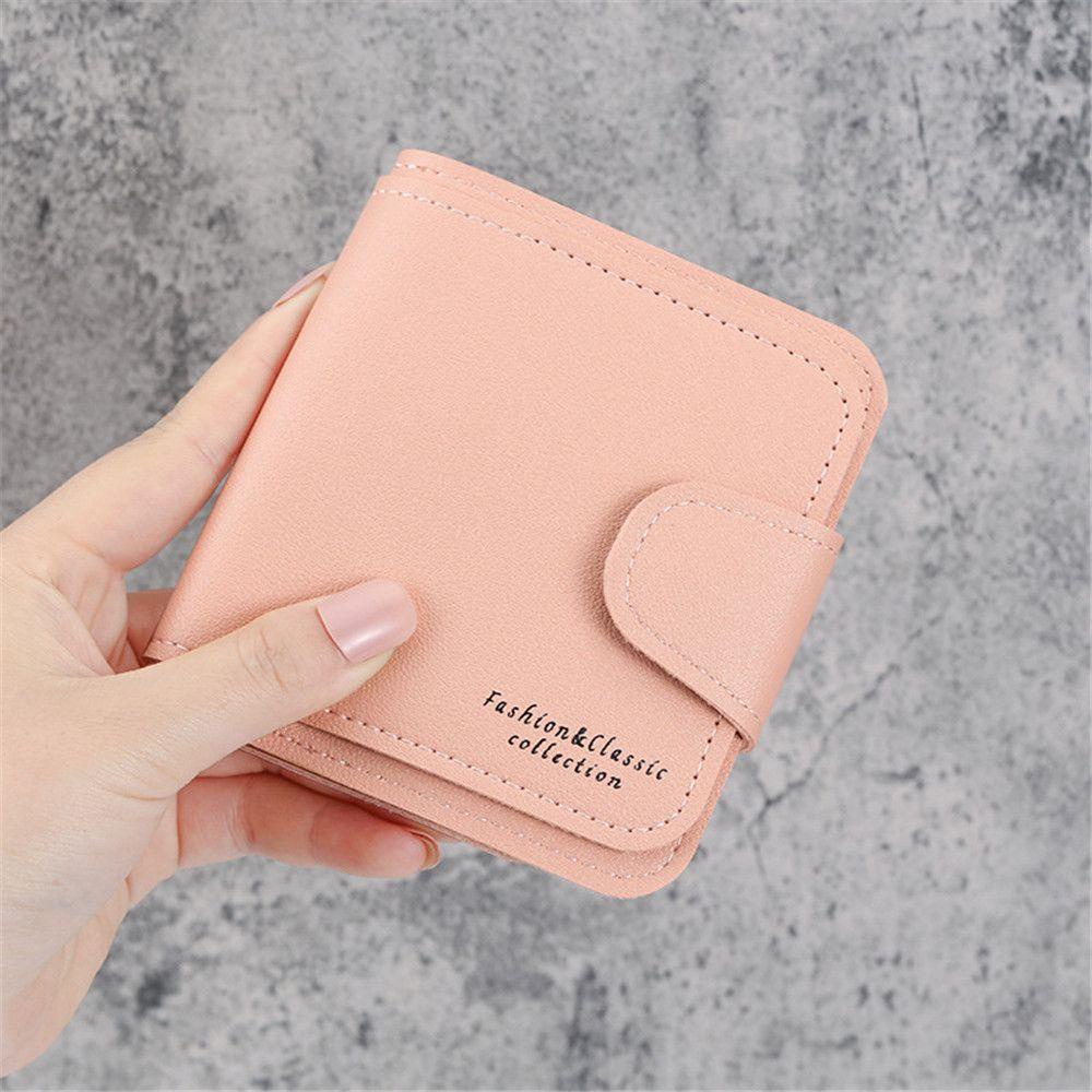 MIHAN1 Women's Short Purse PU Pure Color Foldable Wallet Accessories Gift Girls Ladies Name Card Holder Credit Card Holder/Multicolor