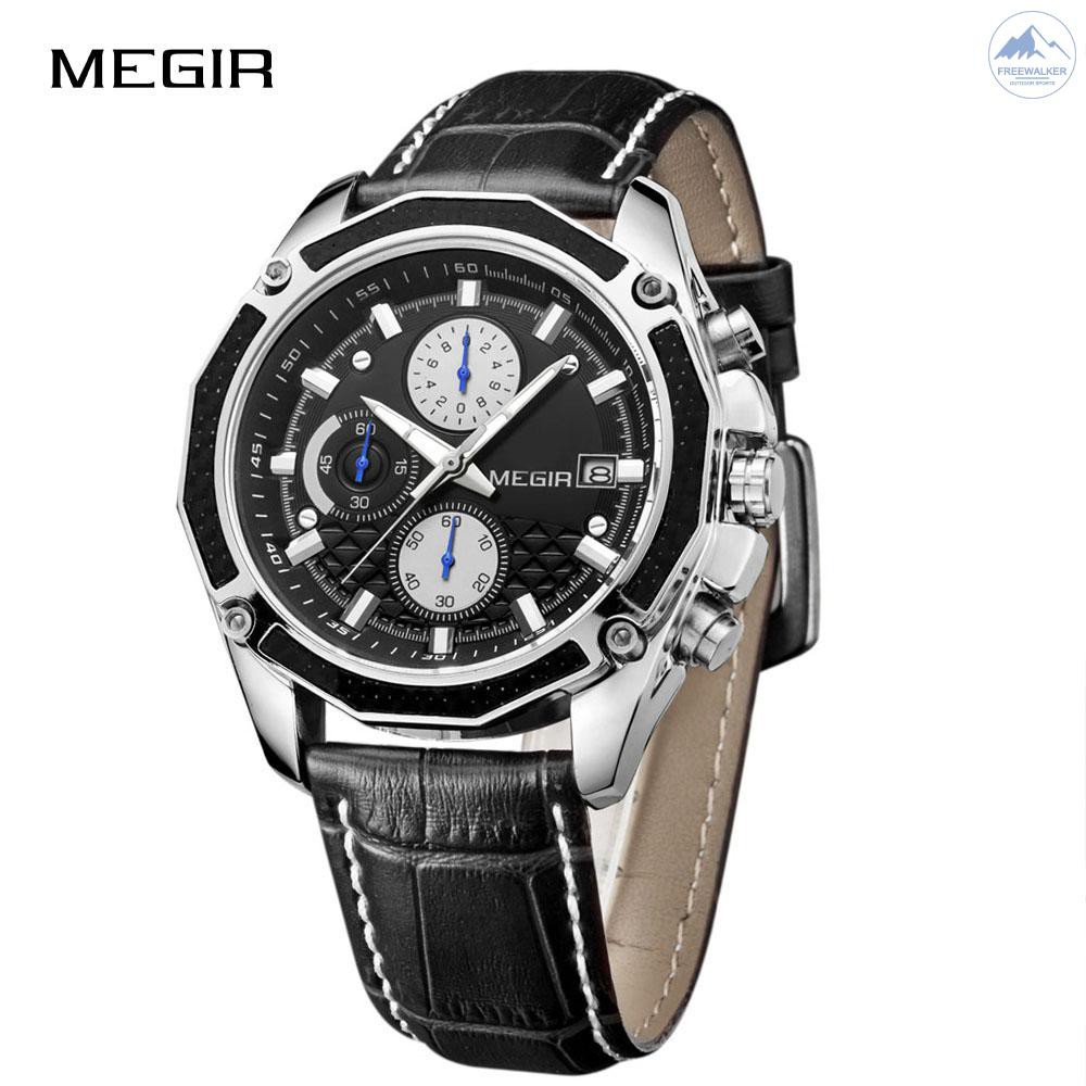 Đồng hồ đeo tay dây đeo bằng da MEGIR cao cấp