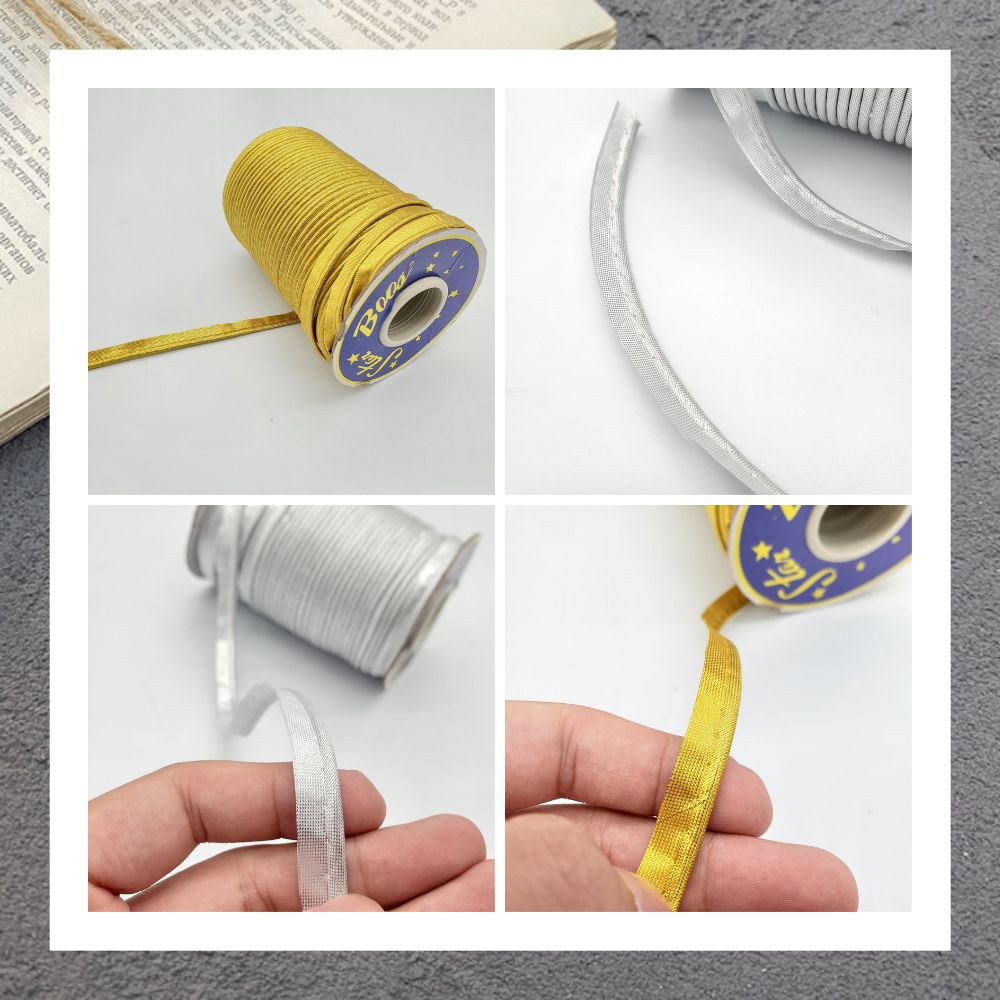 Dây Ruy Băng Da PU Màu Vàng / Bạc Trang Trí Bản Rộng 1.5cm