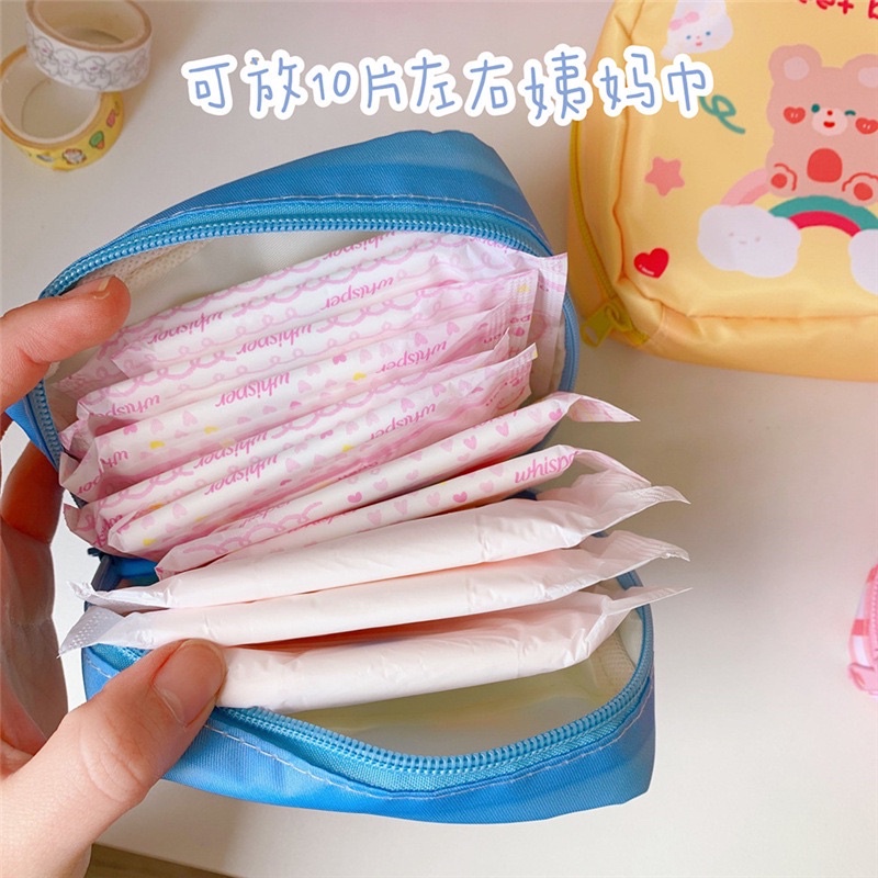 Túi đựng băng vệ sinh đồ trang điểm du lịch hoạt hình phong cách Hàn Quốc dễ thương