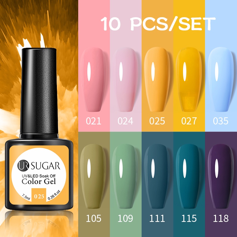 Bộ 10 lọ gel sơn móng tay Ur Sugar 7.5ml nhiều màu sắc