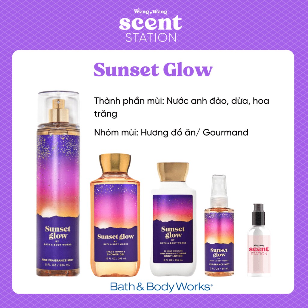 Bộ Sản Phẩm Chăm Sóc Cơ Thể Toàn Diện BBW mùi Sunset Glow