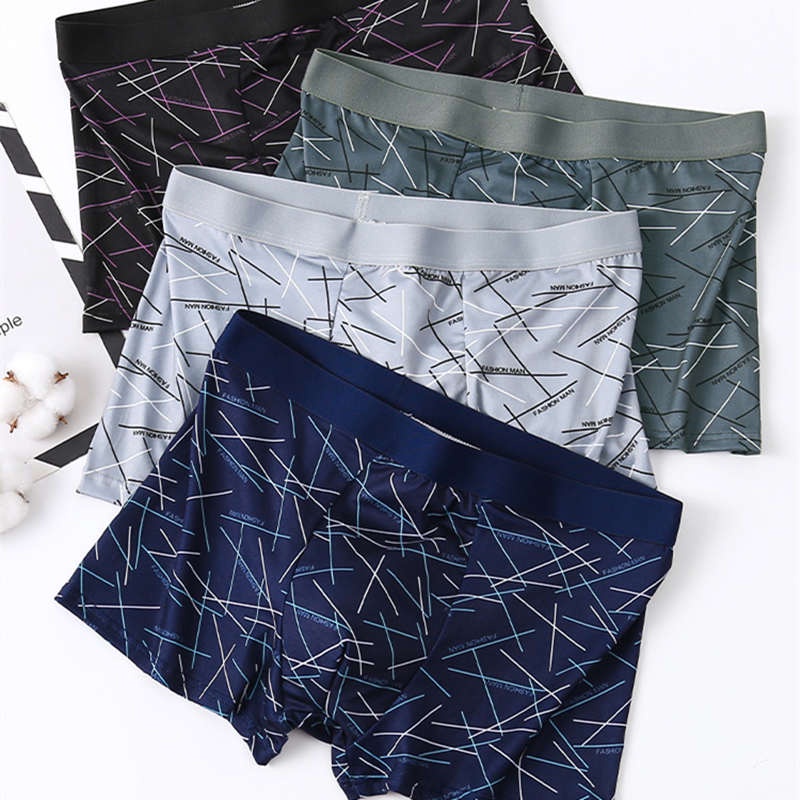 Set 4 Quần Lót Boxer Vải Lụa Lạnh 4 Trong 1 Cho Nam