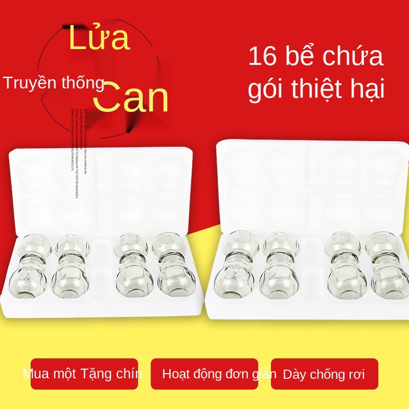 Dụng cụ giác hơi bằng thủy tinh dày chống nổ chính hãng 16 lon lớn gia đình đốt lửa trị liệu Kéo lại