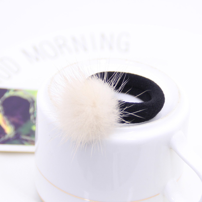 Dây Cột Tóc Đính Bóng Lông Chồn Co Giãn Cho Nữ