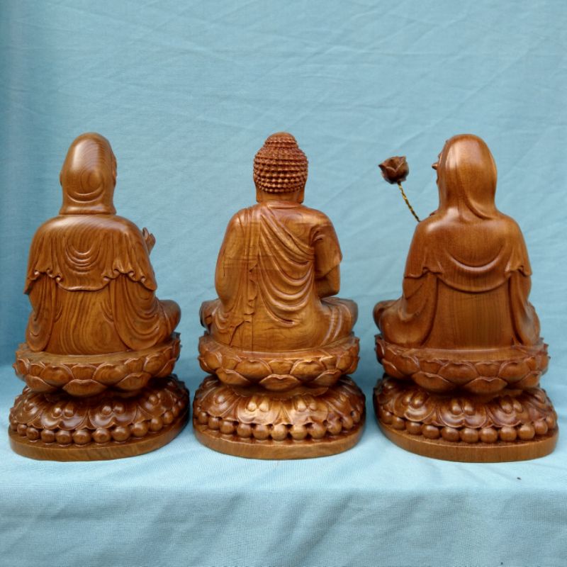 Tây Phương Tam Thánh - Gỗ Bach Xanh - Cao 15cm