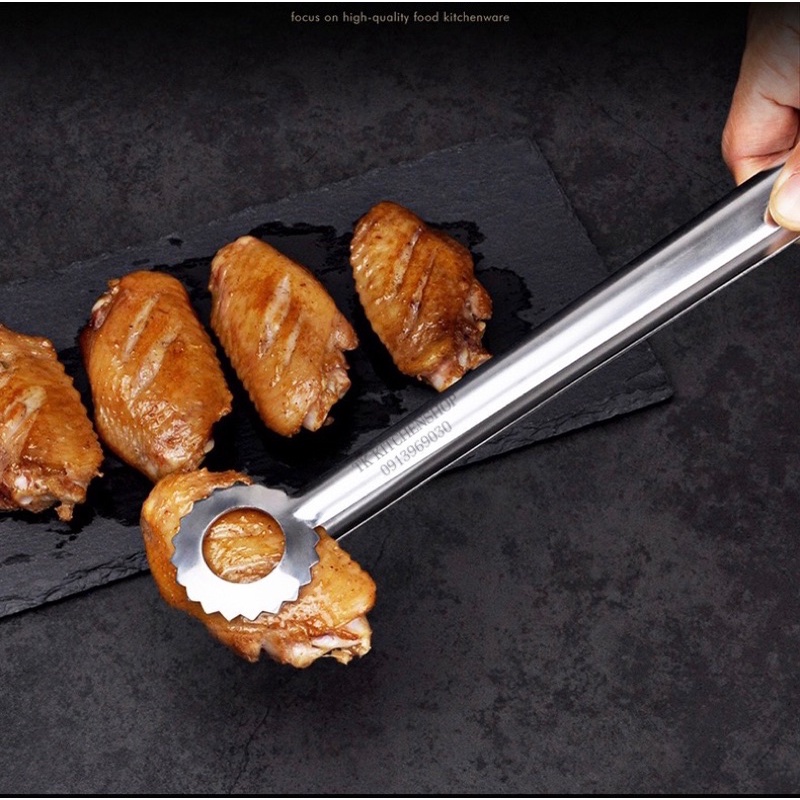 Kẹp gắp đồ ăn bằng inox hình bông tuyết dài 31cm, hai màu sang trọng, chuyên dụng cho khách sạn quán ăn bbq an toàn vstp