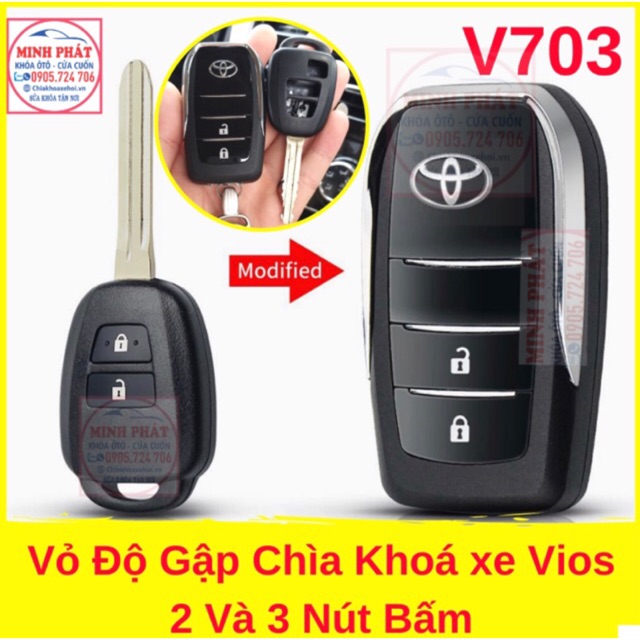 Vỏ Độ Gập Chìa Khoá Xe Toyota Vios đời 2015 đến 2021