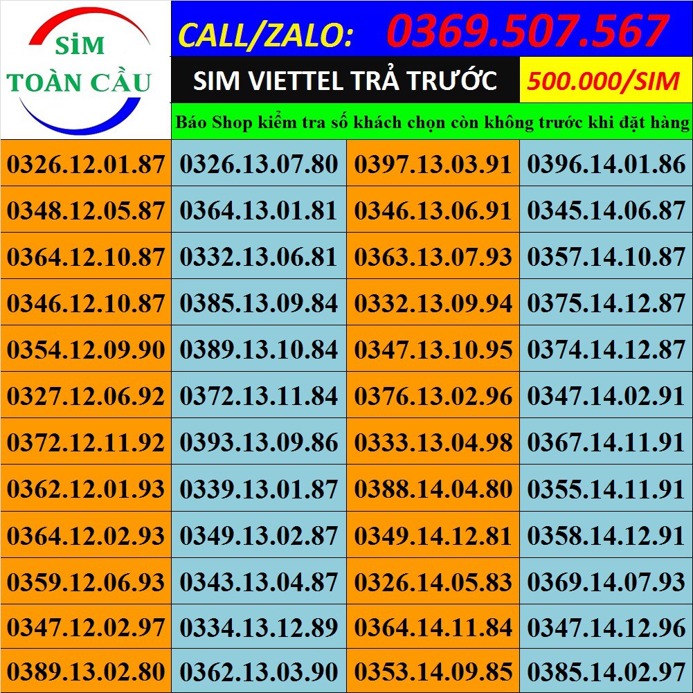 Sim Viettel ngày tháng năm sinh giá 500.000 có gói V120,V120Z, ST90, ST120