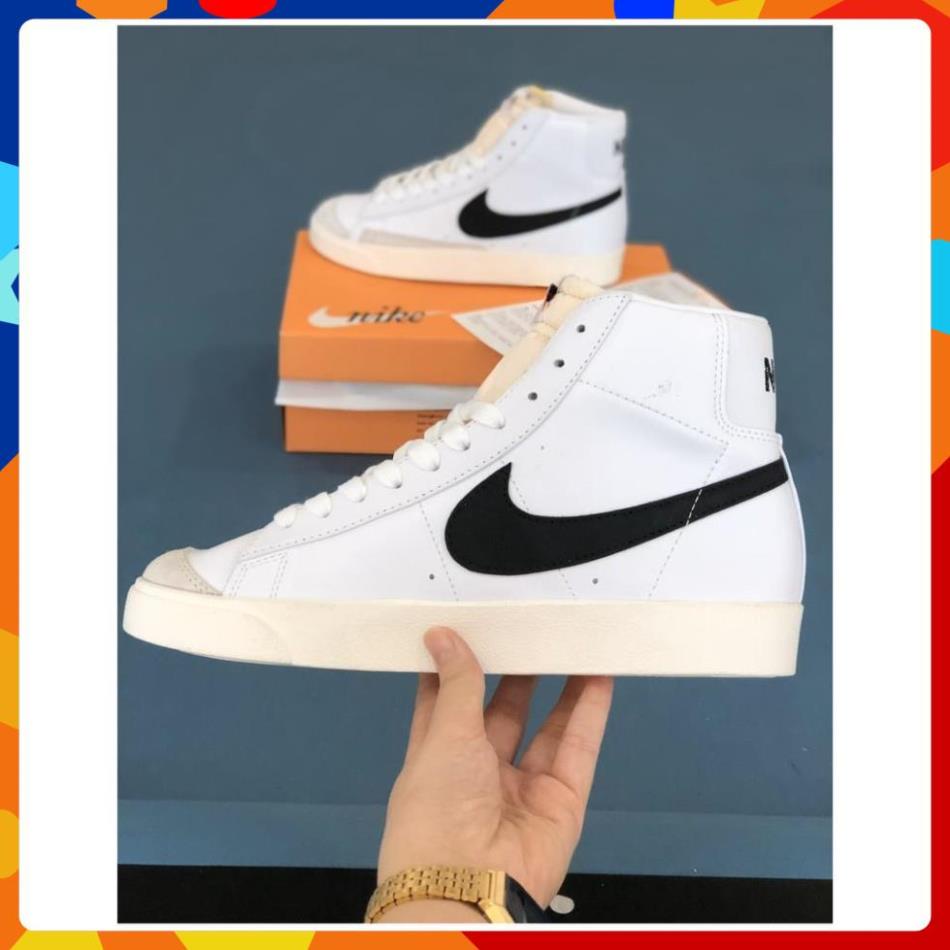 Giày Blazer Mid Top 77 viền đen chất lượng cao, Giầy Sneaker sơn tùng trắng đen