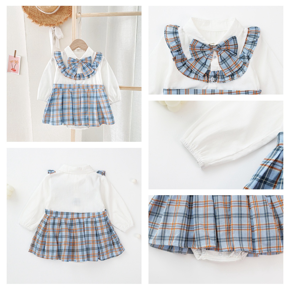 Áo liền quần Sanlutoz cotton tay dài họa tiết kẻ sọc dễ thương thời trang dành cho bé gái