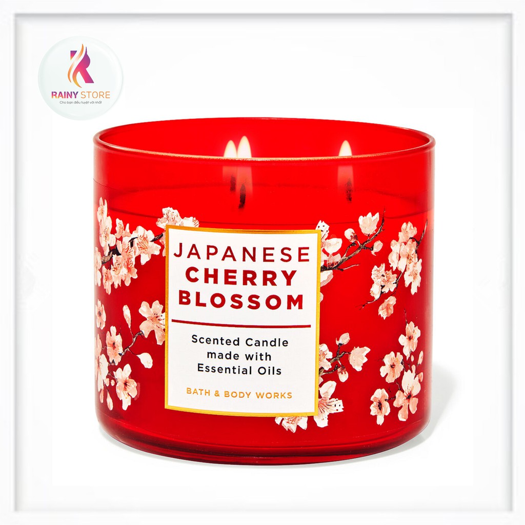 Nến thơm 3 tim Bath Body Works Japanese Cherry Blossom 411g