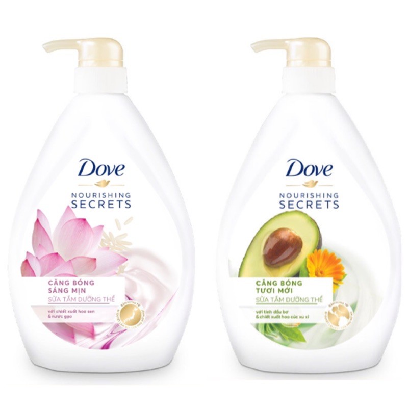 SỮA TẮM DƯỠNG THỂ DOVE SECRETS 530G HOA SEN &amp; NƯỚC GẠO/ BƠ &amp; HOA CÚC