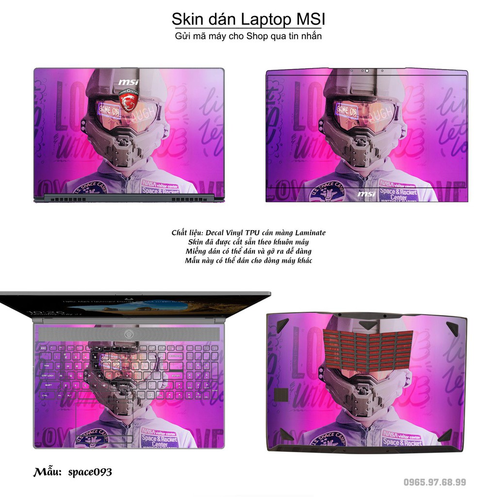 Skin dán Laptop MSI in hình không gian nhiều mẫu 16 (inbox mã máy cho Shop)