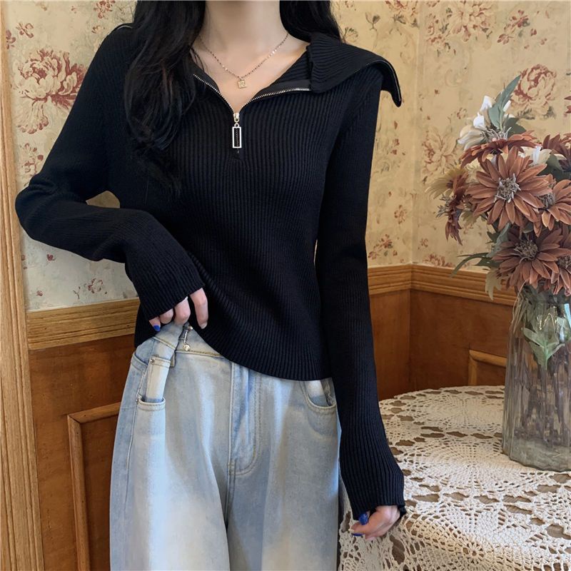 Áo Thun Dài Tay Có Khóa Kéo Phong Cách Hàn Quốc Cho Nữ JL-TX-465