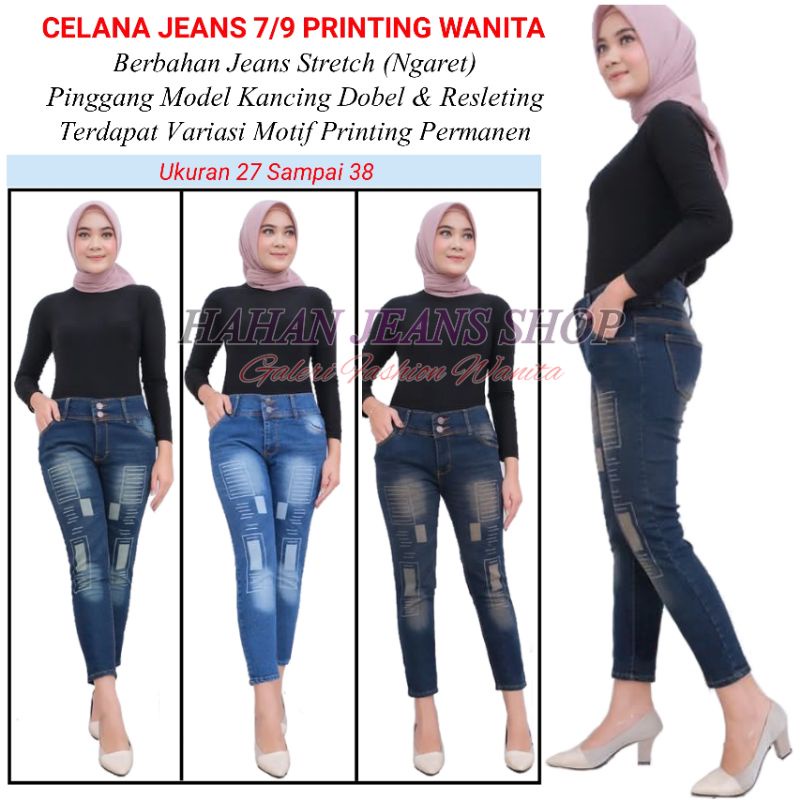 Quần Jean Co Giãn 7 / 9 Cài Hai Hàng Nút Dành Cho Nữ Tuổi Teen | Quần Jean Clana 7per9 Phụ Nữ