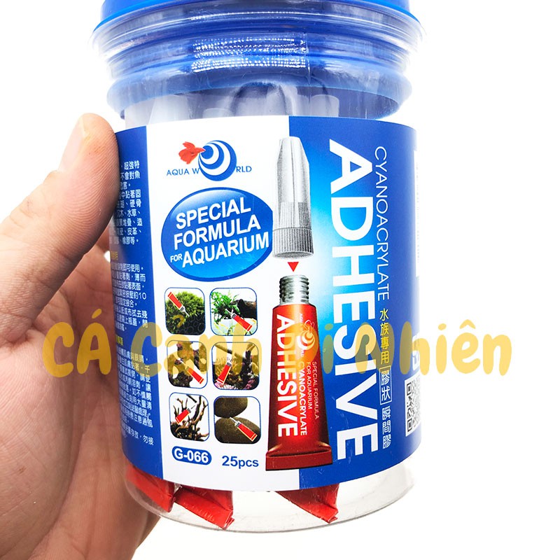 Keo dán rêu, đá, lũa ADHESIVE MÀU ĐỎ 5 Gram cho hồ cá thủy sinh (1 tuýt)