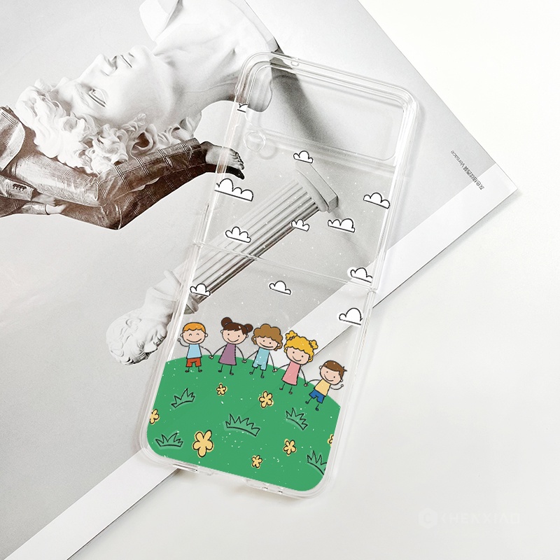 Bao Da Điện Thoại Nắp Gập Chống Rơi Trong Suốt In Họa Tiết Hoạt Hình Dễ Thương Dành Cho samsung galaxy z flip 4 flip3 flip1 / 2 Vỏ