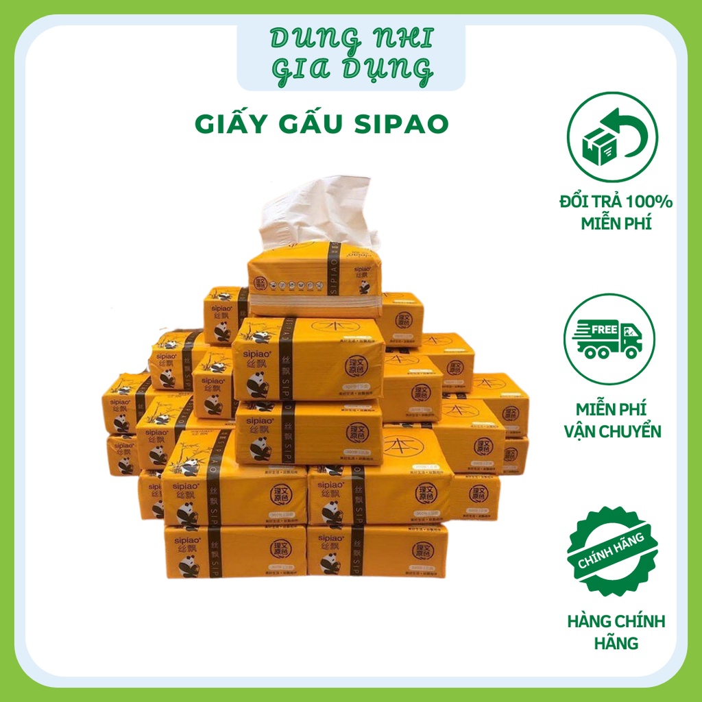 Giấy Gấu Trúc SIPAO Siêu Dai Siêu Mềm Mịn Giấy Ăn Gấu Trúc Không Chất Tẩy Trắng Hàng Nội Địa Trung