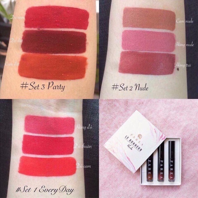 Set 3 son kem lì PAREA CHU LIPSTICK