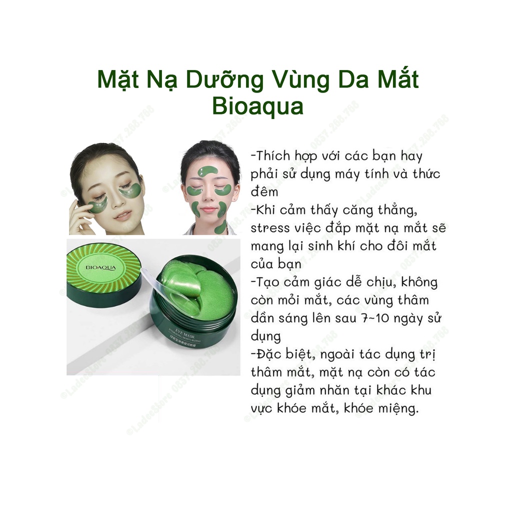 Mặt Nạ Đắp Mắt BiOAQua Chiết Suất Tảo Biển Bổ Sung Nước Hộp/60 Cặp