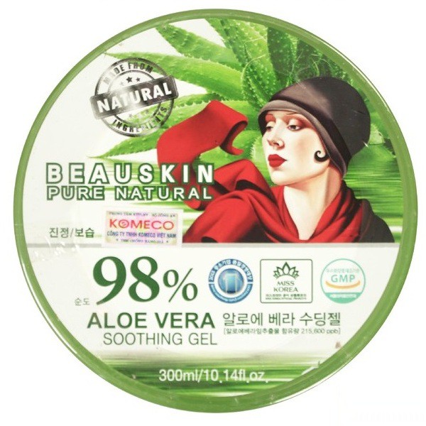 Geo Lô Hội Beauskin Aloe Vera 100% Hàn Quốc Trắng Da, Dưỡng ẩm (300ml/ Hộp)