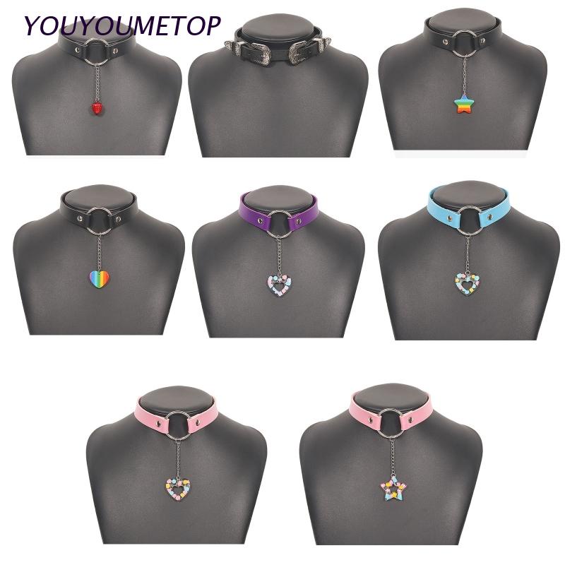 Vòng Cổ Choker Màu Đen Phối Khóa Trái Tim Phong Cách Punk Cho Nữ