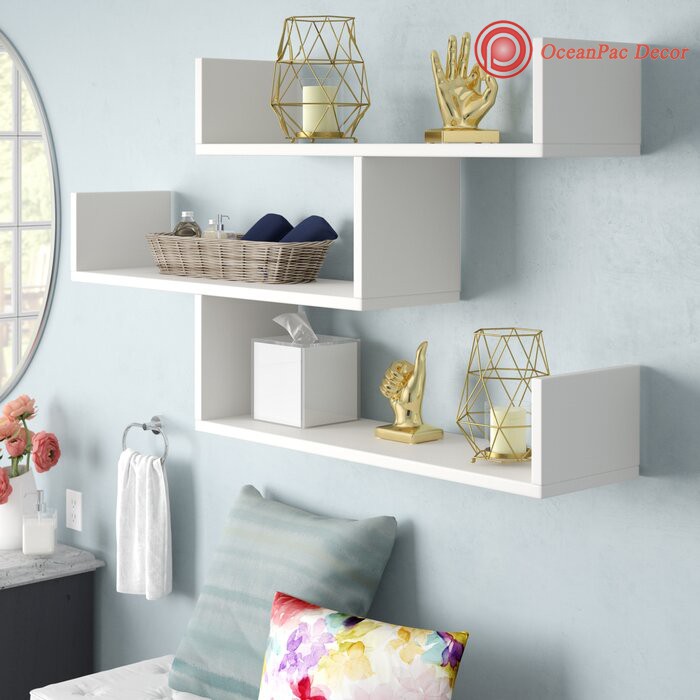 COMBO 3 KỆ GỖ TREO TƯỜNG TRANG TRÍ CHỮ U OceanPac đơn giản mà đẹp (MS: 022)