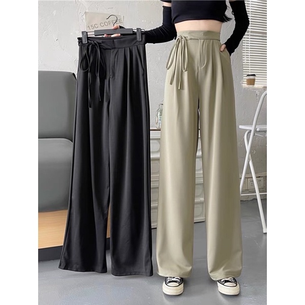 [HOT] Quần ống rộng cột nơ eo