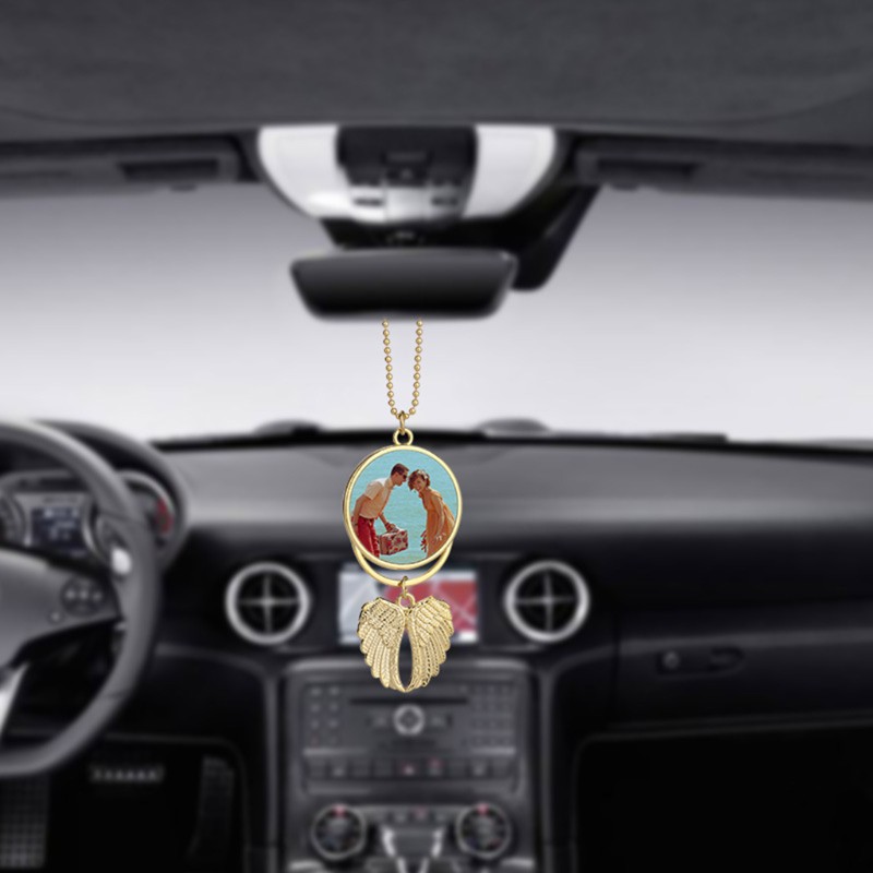 seng Sublimation Blanks Double-sided Printing Angel Wing Car Hanger Pendant Ornament