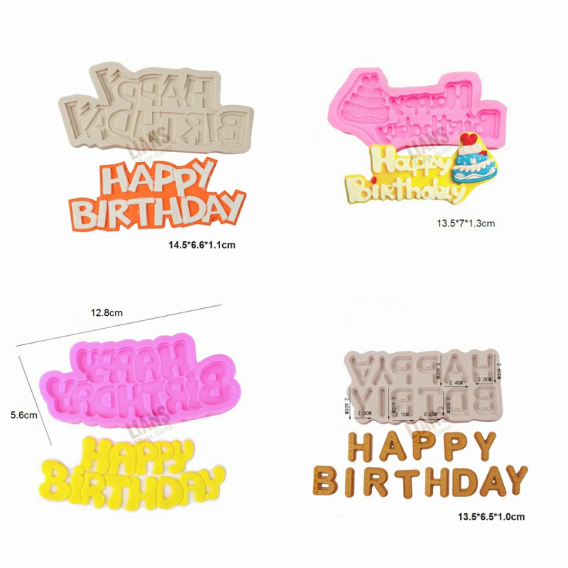 SG - khuôn silicon chữ happy birthday làm fondant tạo hình thanh socola trang trí bánh sinh nhật