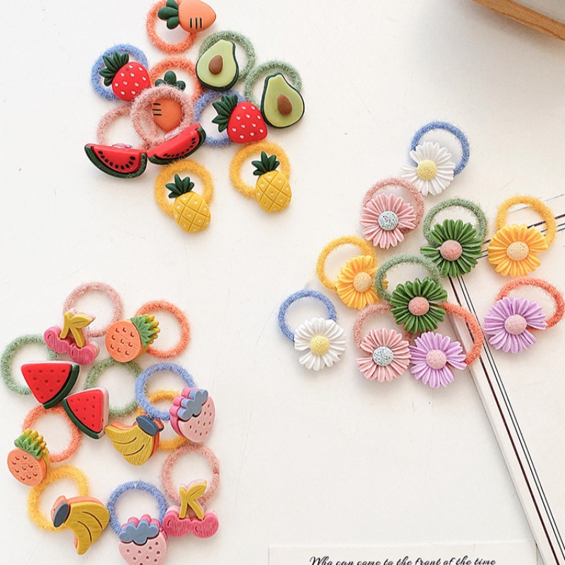 Dây Buộc Tóc Cao Su Cỡ Nhỏ Họa Tiết Hoạt Hình Kiểu Hàn Quốc Dễ Thương Cho Bé