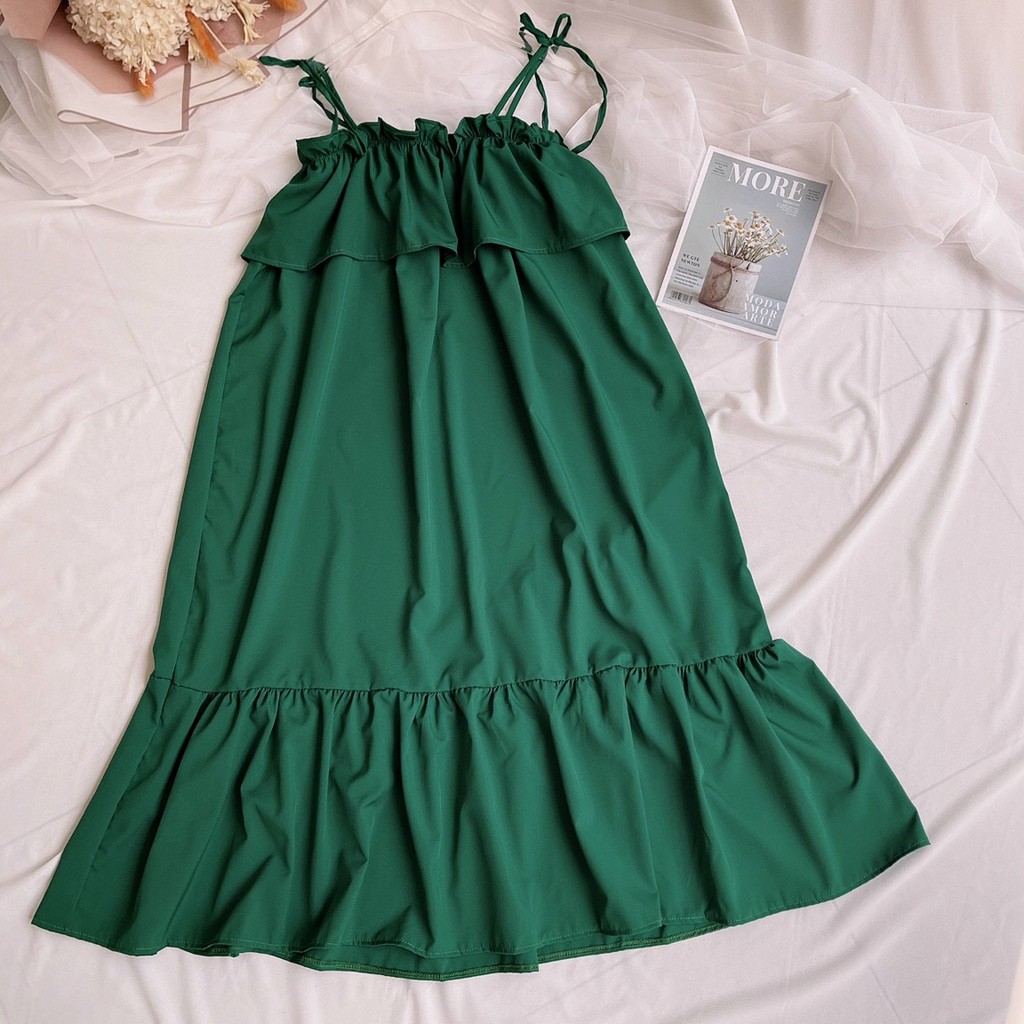 Đầm 2 dây cột nơ vai kiểu tiểu thư siêu hót feedback - Bảo An Shop