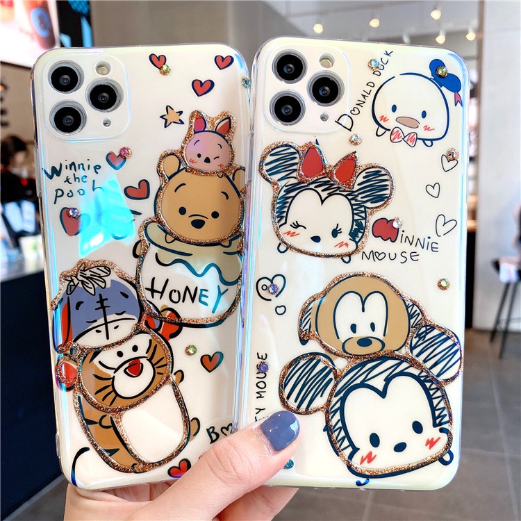 Ốp điện thoại hình vẽ mickey minnie đính đá lấp lánh bảo vệ cho iPhone 13 promax 11 7 8plus x