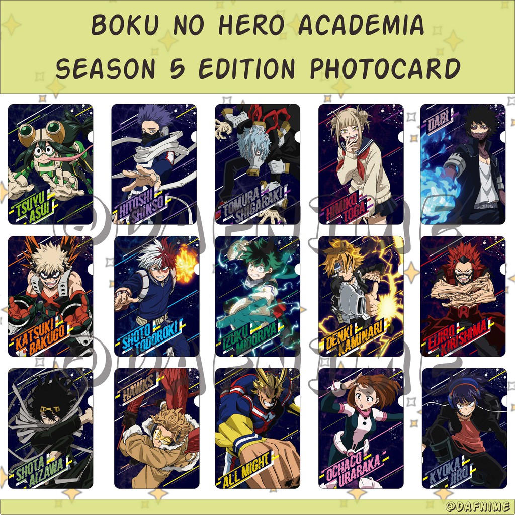 Thẻ ảnh nhân vật anime Boku No Hero Academia phiên bản mùa 5