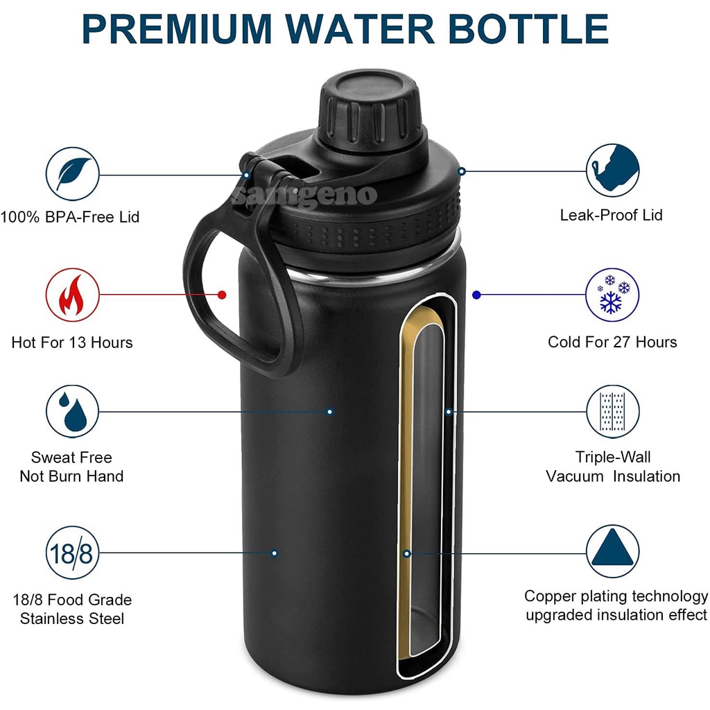 Bình Nước Cách Nhiệt Bằng Thép Không Gỉ 1000ml 32 oz Chất Lượng Cao Tùy Chỉnh Tên
