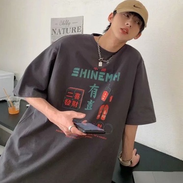 Áo thun tay ngắn dáng rộng in hình graffiti phong cách Hàn Quốc cá tính thời trang mùa hè cho nam